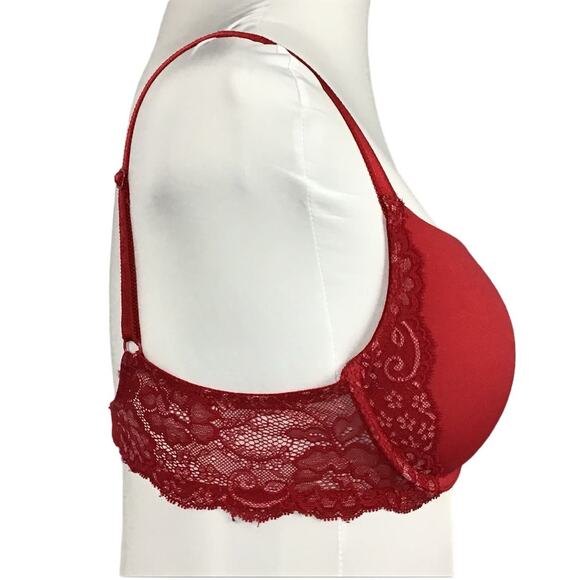 Victoria's Secret Dream Angels Push Up PaddedLipstick Red Lace Trim Bra 34D - Picture 7 of 7